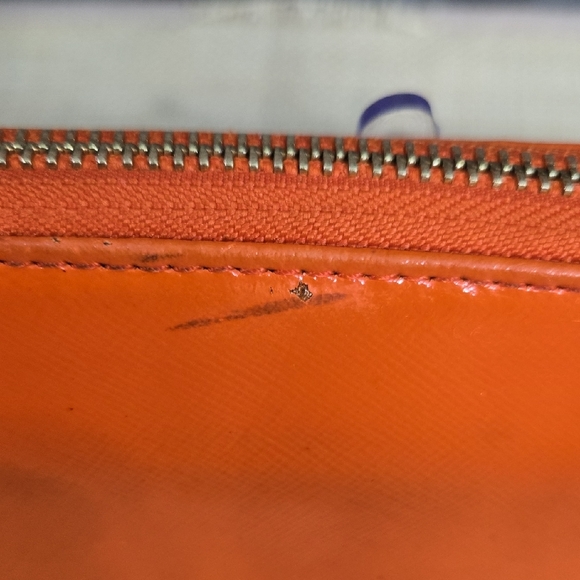 Tory Burch Long Bright Orange Zip-Around Leather Wallet